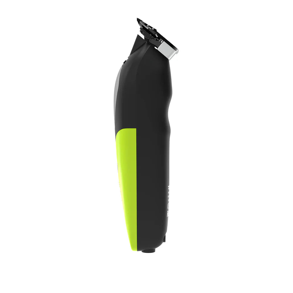 rovra-cordless-hair-trimmer-for-barbers-lime-green-side-angle - Goldblades